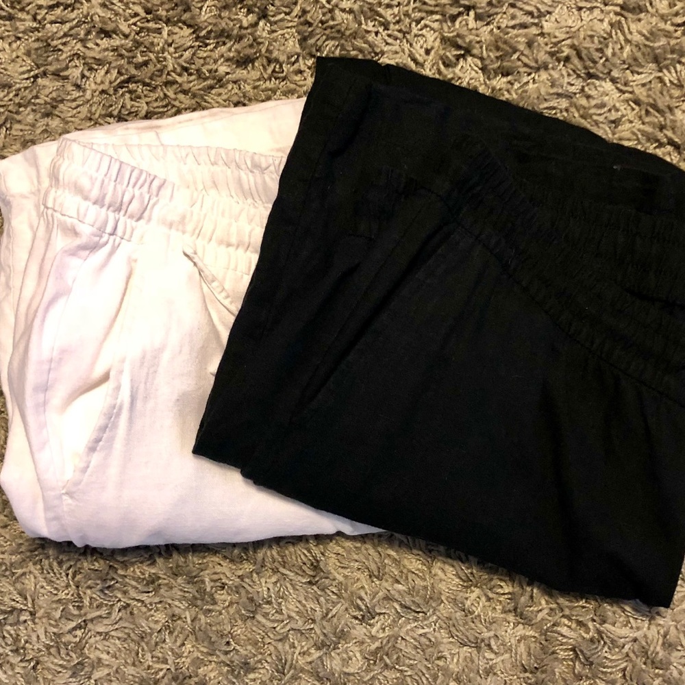 Women’s Linen Pants Black White Old Navy